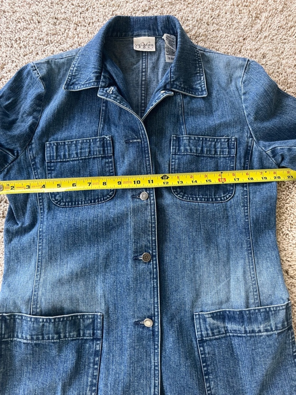Liz Clairborn Vintage Womens Denim Jacket S/M 90s Y2K Chore Utility Barn Pockets - Picture 5 of 11